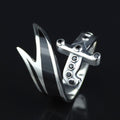 925 Sterling Silver Zulfiqar Sword Ring with Black Onyx for Men