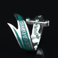925 Sterling Silver Zulfiqar Sword Ring with Emerald Stone for Men