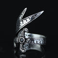 925 Sterling Silver Oxidized Double Zulfiqar Sword Ring