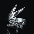 925 Sterling Silver Leon Head Double Zulfiqar Sword Ring