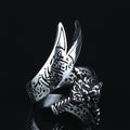 925 Sterling Silver Leon Head Double Zulfiqar Sword Ring