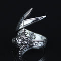 925 Sterling Silver Leon Head Double Zulfiqar Sword Ring