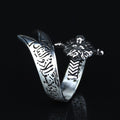 925 Sterling Silver Leon Head Double Zulfiqar Sword Ring