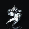 925 Sterling Silver Leon Head Double Zulfiqar Sword Ring