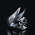 925 Sterling Silver Eagle Head Double Sword Ring