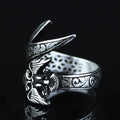 925 Sterling Silver Eagle Head Double Sword Ring