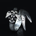 925 Sterling Silver Eagle Head Double Sword Ring