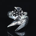 925 Sterling Silver Eagle Head Double Sword Ring