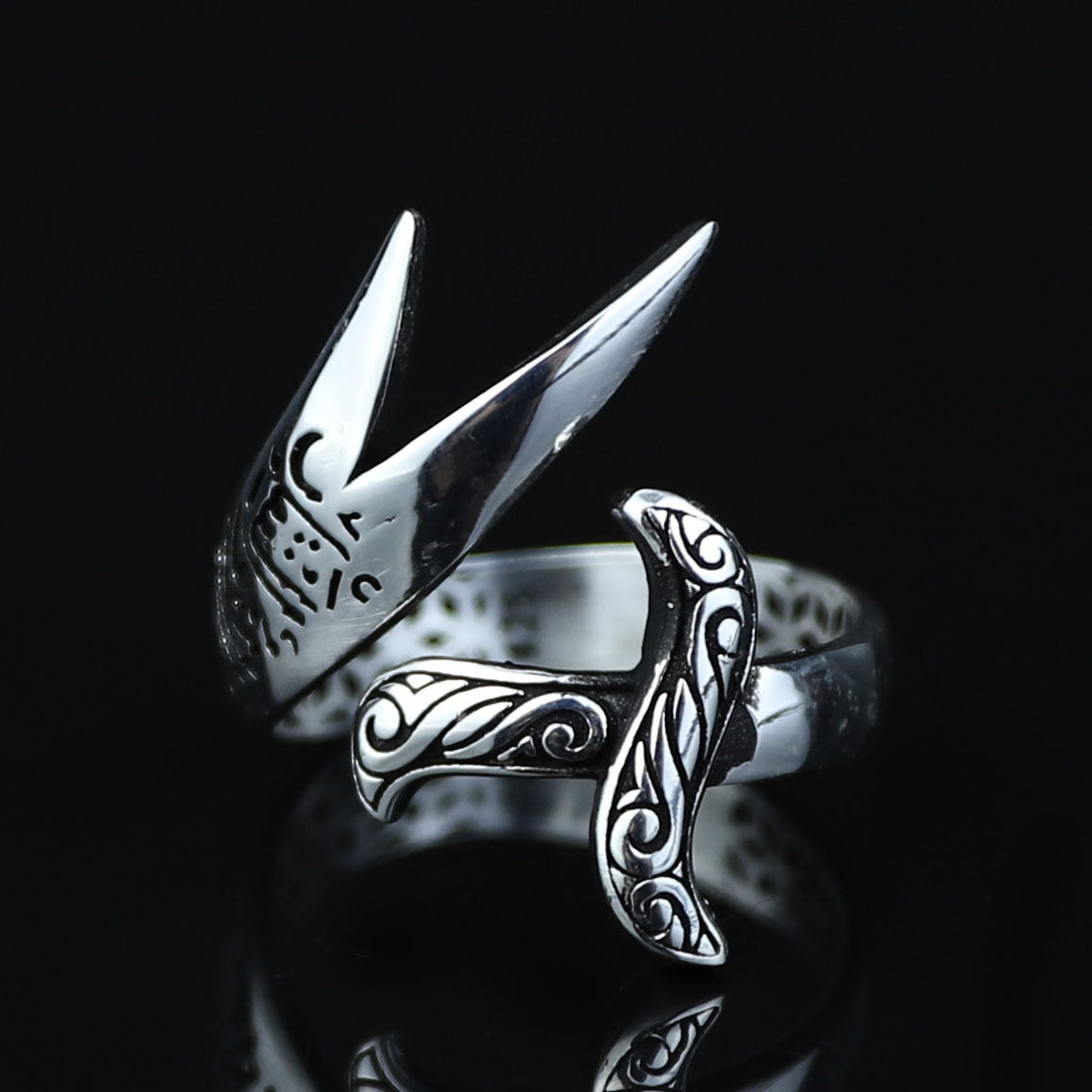 925 Sterling Silver Zulfiqar Ring – Double Sword Hz. Ali Ring for Men