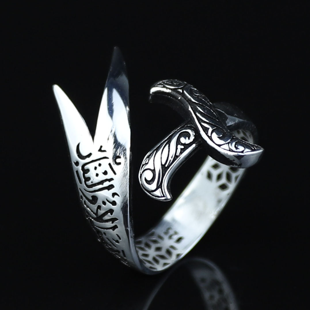925 Sterling Silver Zulfiqar Ring – Double Sword Hz. Ali Ring for Men