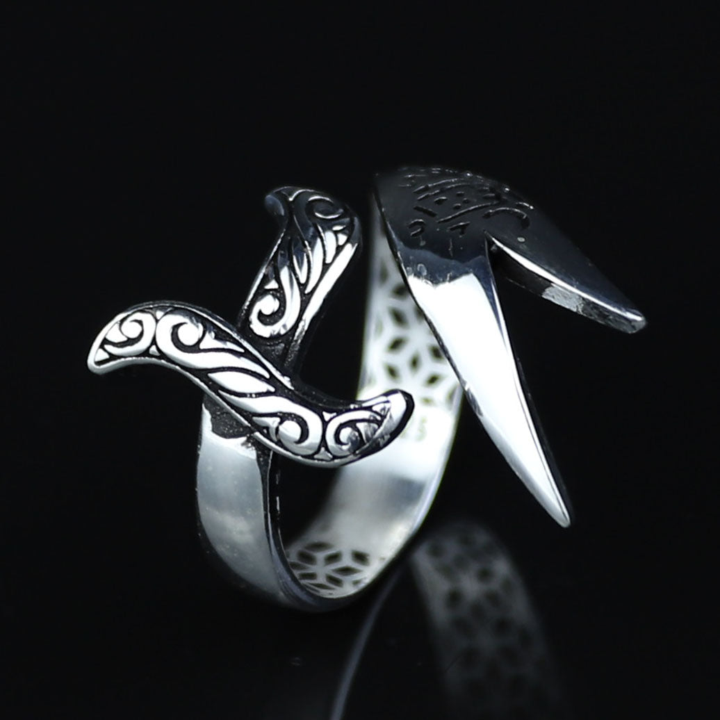 925 Sterling Silver Zulfiqar Ring – Double Sword Hz. Ali Ring for Men