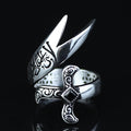925 Sterling Silver Onyx Zulfiqar Sword Ring for Men