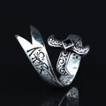 925 Sterling Silver Onyx Zulfiqar Sword Ring for Men