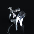 925 Sterling Silver Onyx Zulfiqar Sword Ring for Men