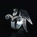925 Sterling Silver Black Stone Zulfiqar Sword Ring for Men