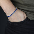 925 Silver Sapphire Gemstone Bracelet, Baguette Elegant Sapphire Bracelet, Men Blue Bracelet
