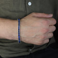 925 Silver Sapphire Gemstone Bracelet, Baguette Elegant Sapphire Bracelet, Men Blue Bracelet