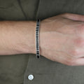 925 Silver Black Diamond Tennis Bracelet, Baguette Moissanite Bracelet, Mens Black Diamond Bracelet