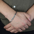 Men Silver Emerald Sword Chain Bracelet, Silver Zulfiqar Sword Bracelet