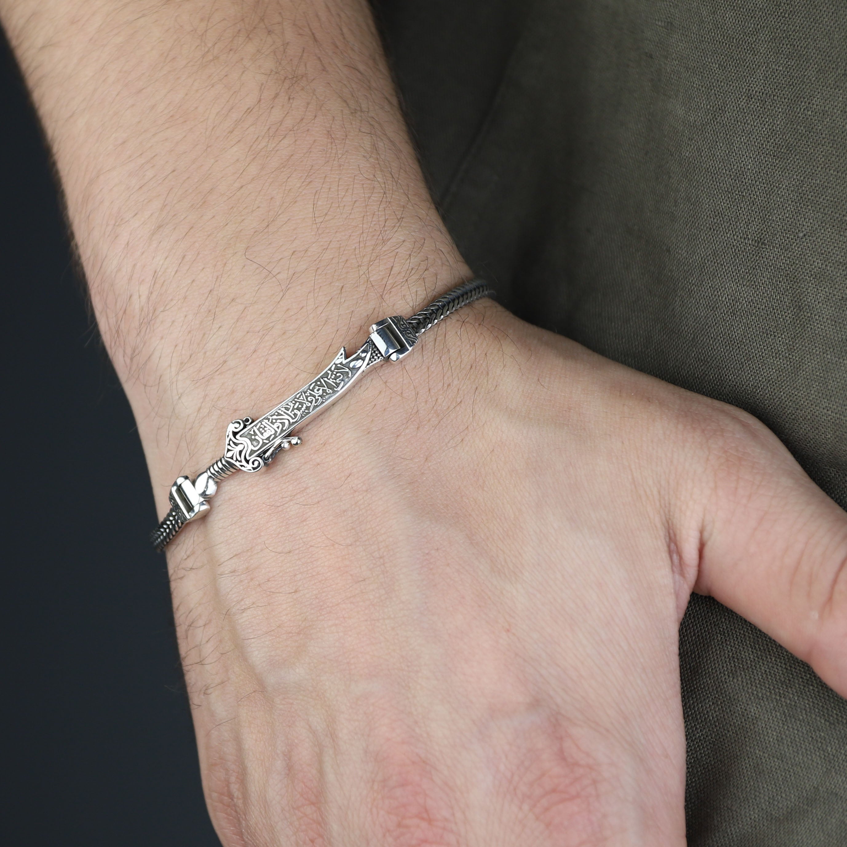 925 Silver Zulfiqar Sword Bracelet, Hz Ali Zulfiqar Chain Bracelet, Foxtail Sword Bracelet