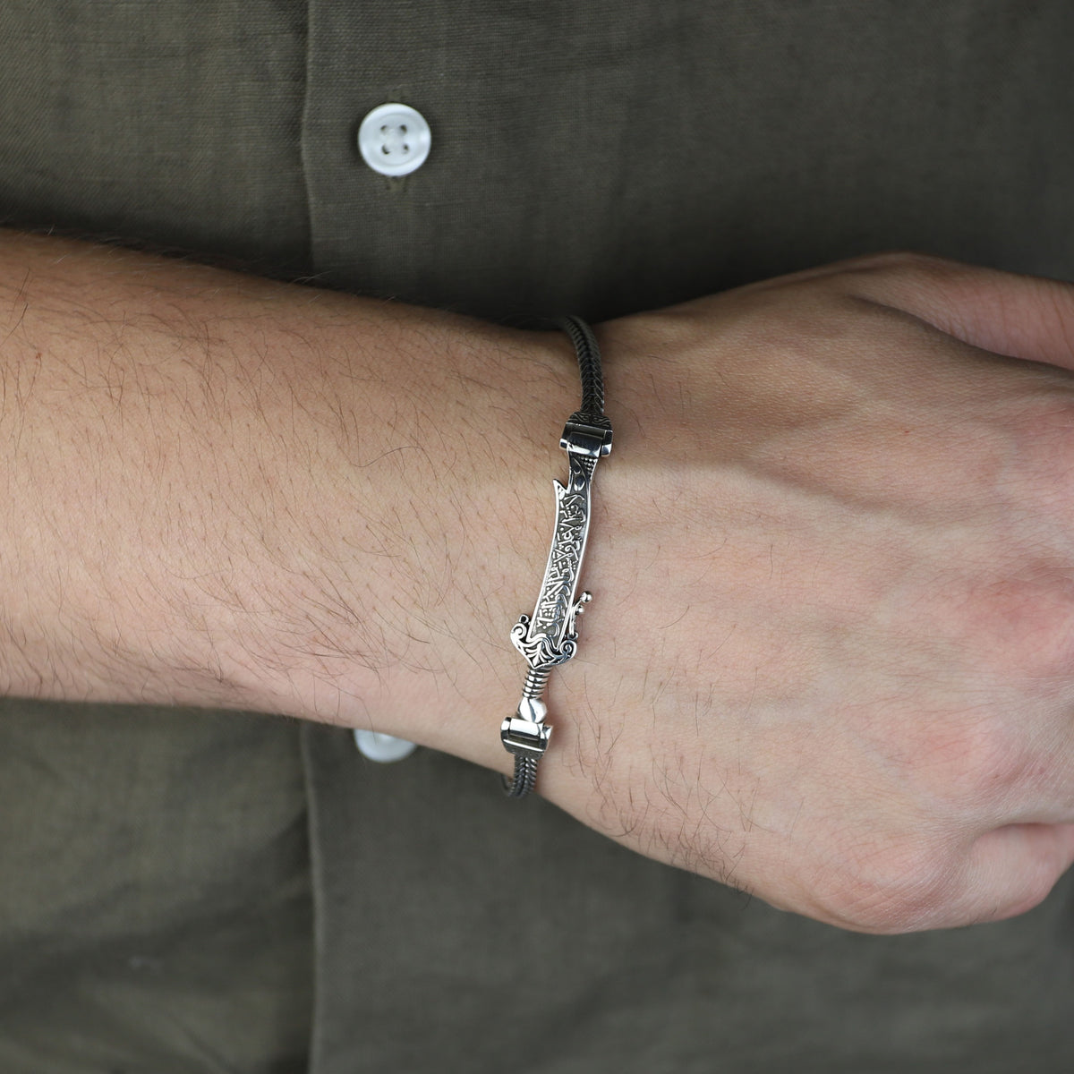 925 Silver Zulfiqar Sword Bracelet, Hz Ali Zulfiqar Chain Bracelet, Foxtail Sword Bracelet