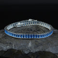 Silver Aquamarine Tennis Bracelet, Men Aquamarine Tennis Bracelet, Baguette Men Tennis Link Bracelet