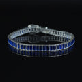 925 Silver Sapphire Gemstone Bracelet, Baguette Elegant Sapphire Bracelet, Men Blue Bracelet