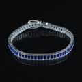 925 Silver Sapphire Gemstone Bracelet, Baguette Elegant Sapphire Bracelet, Men Blue Bracelet