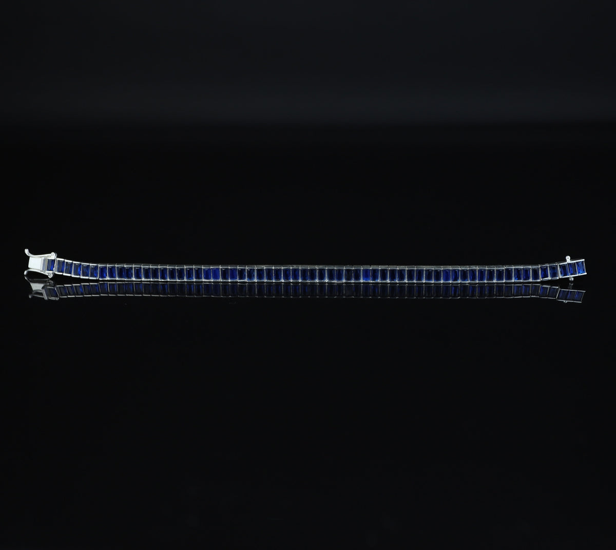925 Silver Sapphire Gemstone Bracelet, Baguette Elegant Sapphire Bracelet, Men Blue Bracelet