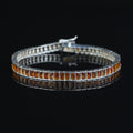 925 Silver Garnet Gemstone Bracelet, Elegant Square Ruby Tennis Bracelet, Mens Ruby Link Chain