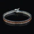 925 Silver Garnet Gemstone Bracelet, Elegant Square Ruby Tennis Bracelet, Mens Ruby Link Chain