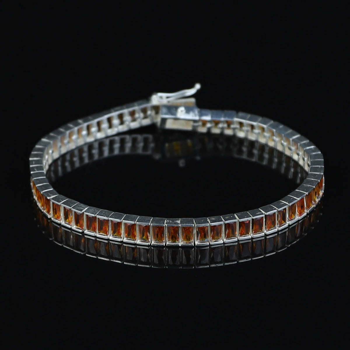 925 Silver Garnet Gemstone Bracelet, Elegant Square Ruby Tennis Bracelet, Mens Ruby Link Chain