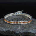 925 Silver Garnet Gemstone Bracelet, Elegant Square Ruby Tennis Bracelet, Mens Ruby Link Chain