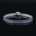 925 Silver Amethyst Tennis Bracelet, Men Silver Tennis Bracelet, Men Luxury Tennis Chain