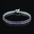 925 Silver Amethyst Tennis Bracelet, Men Silver Tennis Bracelet, Men Luxury Tennis Chain