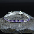 925 Silver Amethyst Tennis Bracelet, Men Silver Tennis Bracelet, Men Luxury Tennis Chain