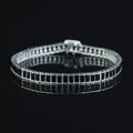 925 Silver Black Diamond Tennis Bracelet, Baguette Moissanite Bracelet, Mens Black Diamond Bracelet