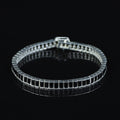 925 Silver Black Diamond Tennis Bracelet, Baguette Moissanite Bracelet, Mens Black Diamond Bracelet