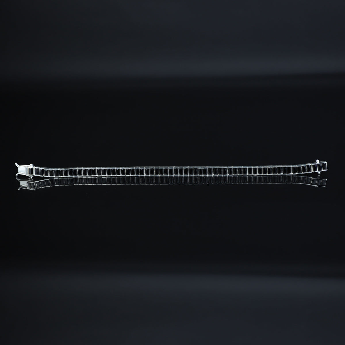 925 Silver Black Diamond Tennis Bracelet, Baguette Moissanite Bracelet, Mens Black Diamond Bracelet