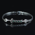 Men Silver Emerald Sword Chain Bracelet, Silver Zulfiqar Sword Bracelet