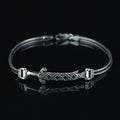 Men Silver Emerald Sword Chain Bracelet, Silver Zulfiqar Sword Bracelet