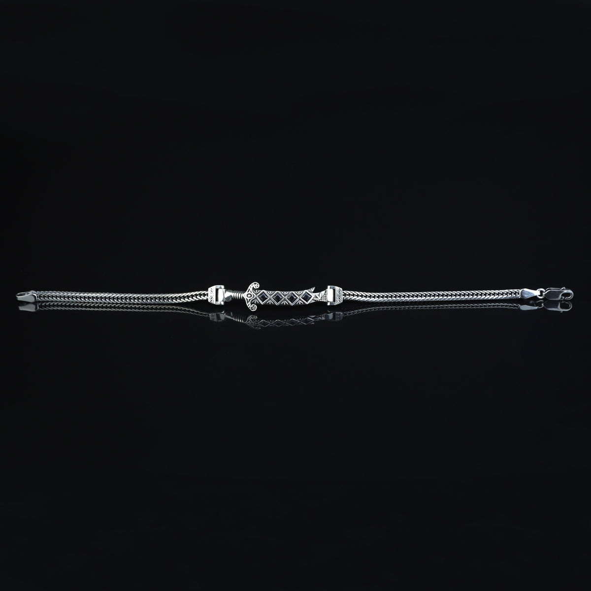 925 Silver Zulfiqar Sword Bracelet, Black Onyx Sword Bracelet, Hz Ali Zulfiqar Bracelet