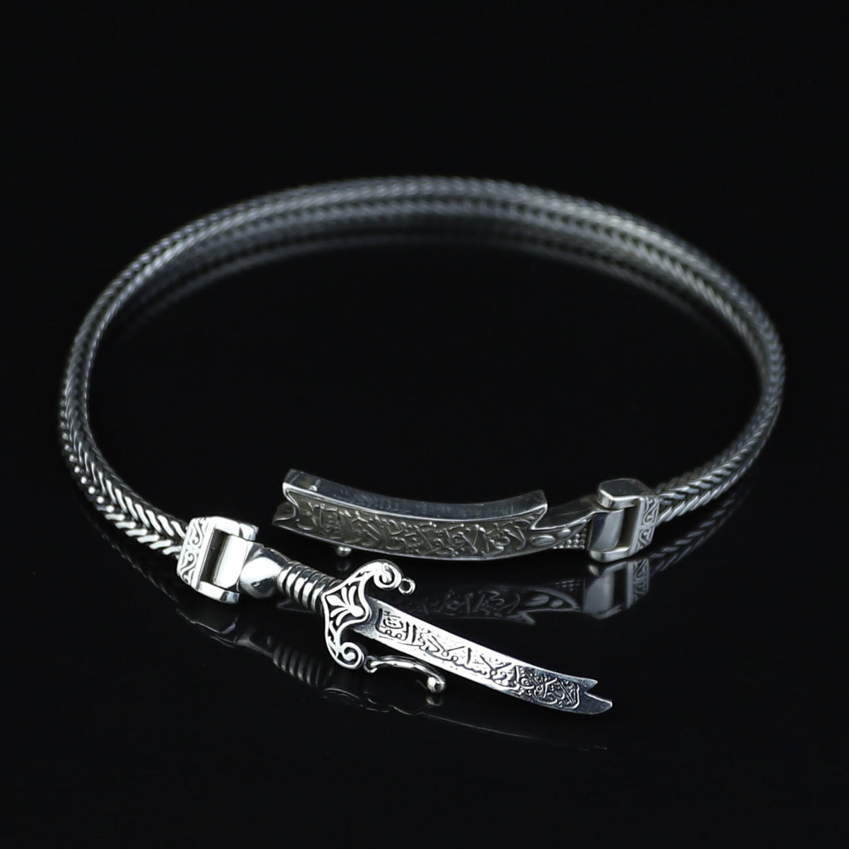925 Silver Zulfiqar Sword Bracelet, Hz Ali Zulfiqar Chain Bracelet, Foxtail Sword Bracelet
