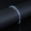 925 Silver Sapphire Gemstone Bracelet, Baguette Elegant Sapphire Bracelet, Men Blue Bracelet