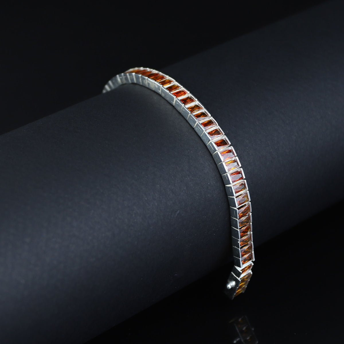 925 Silver Garnet Gemstone Bracelet, Elegant Square Ruby Tennis Bracelet, Mens Ruby Link Chain