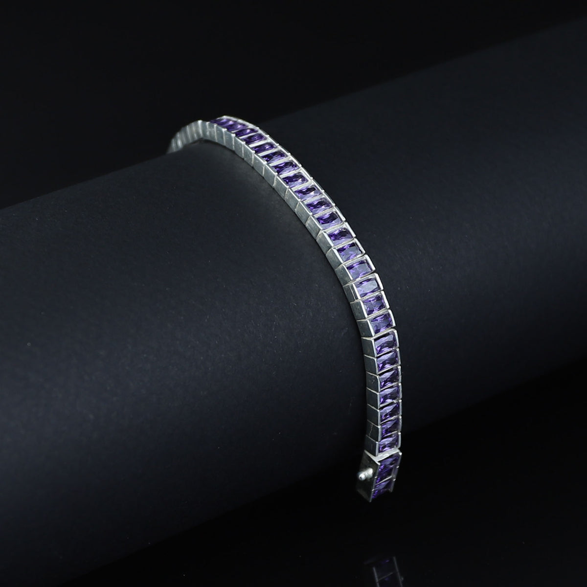 925 Silver Amethyst Tennis Bracelet, Men Silver Tennis Bracelet, Men Luxury Tennis Chain