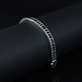 925 Silver Black Diamond Tennis Bracelet, Baguette Moissanite Bracelet, Mens Black Diamond Bracelet