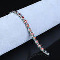 Men Silver Ruby Hand-Engraved Bracelet, Garnet Stone Chain Bracelet, Mens Ruby Link Chain Men Bracelet, Silver Vintage Bracelet, Men Gift