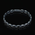 Men Silver Onyx Stone Bracelet, Square Onyx Hand-Engraved Bracelet, Mens Black Moissanite Bracelet, Perfect Gift, Anniversary Gift