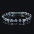 Men Silver Diamond Elegant Engraved Bracelet, Diamond Gemstone Bracelet, Luxury Men Bracelet, Handmade Chain Bracelet,  Anniversary Gifts